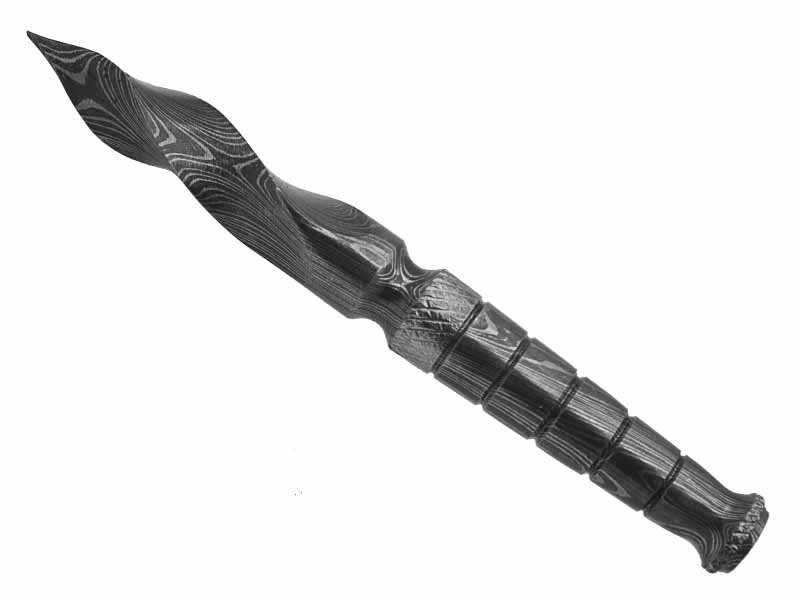 Adaga Kris para colecionador forjado em aço damasco 15N20 / 1095 / 58 HCR / 200 camadas, 15 cm
