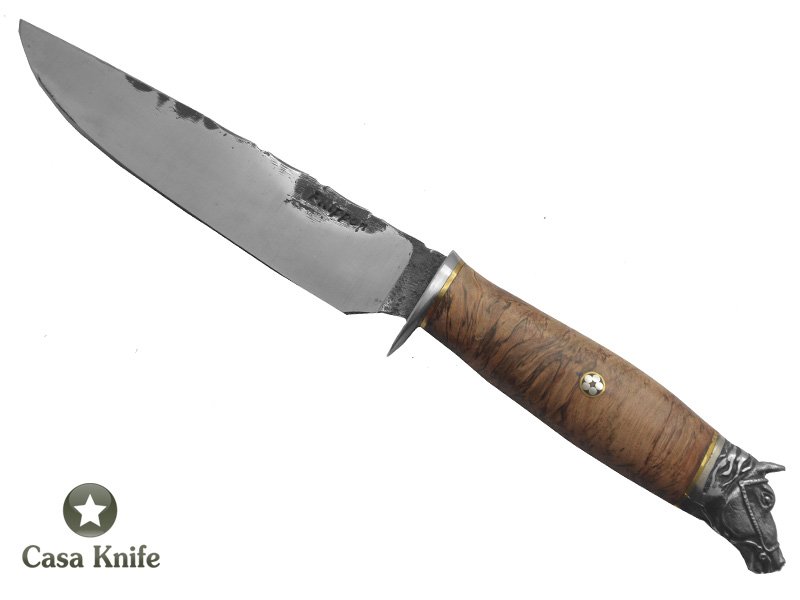 Adelar Filippon faca para churrasco para colecionador forjado em aço 5160. Empunhadura em Radica de Jabuticaba, 30 cm