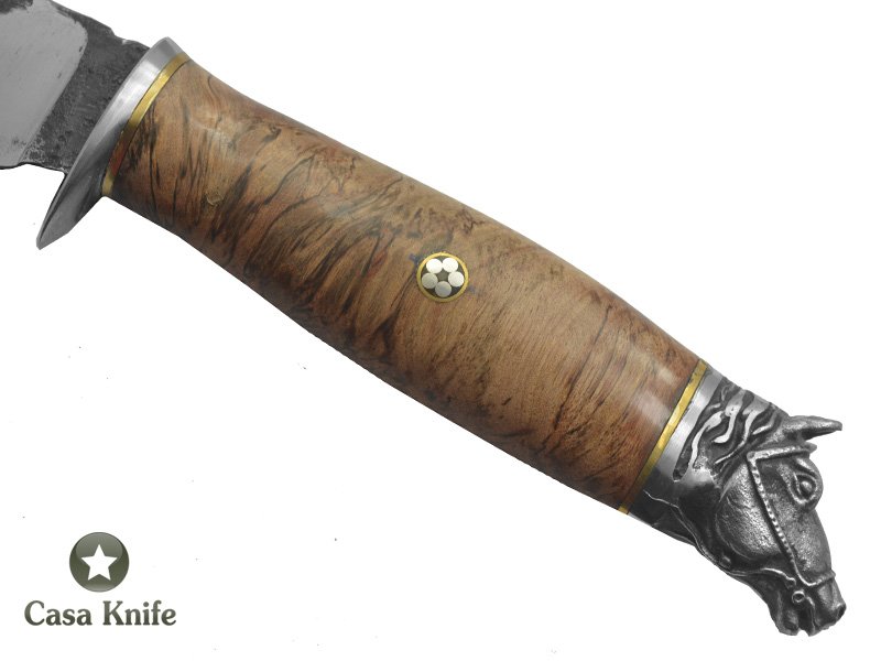 Adelar Filippon faca para churrasco para colecionador forjado em aço 5160. Empunhadura em Radica de Jabuticaba, 30 cm