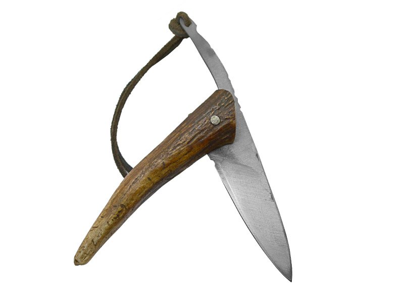Adelar Filippon Canivete Friction Folder para colecionador em aço san mai. Empunhadura em chifre de cervo, 19 cm