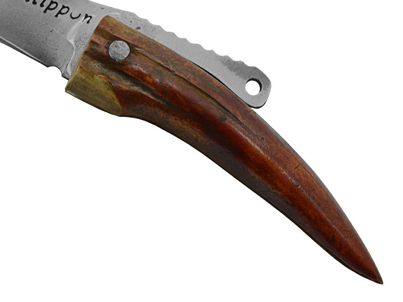 Adelar Filippon Canivete Friction Folder para colecionador em aço san mai. Empunhadura em chifre de cervo, 16 cm