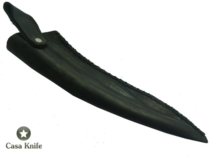 Adelar Filippon Canivete gigante para colecionador em aço damasco com empunhadura em chifre de cervo, 44 cm