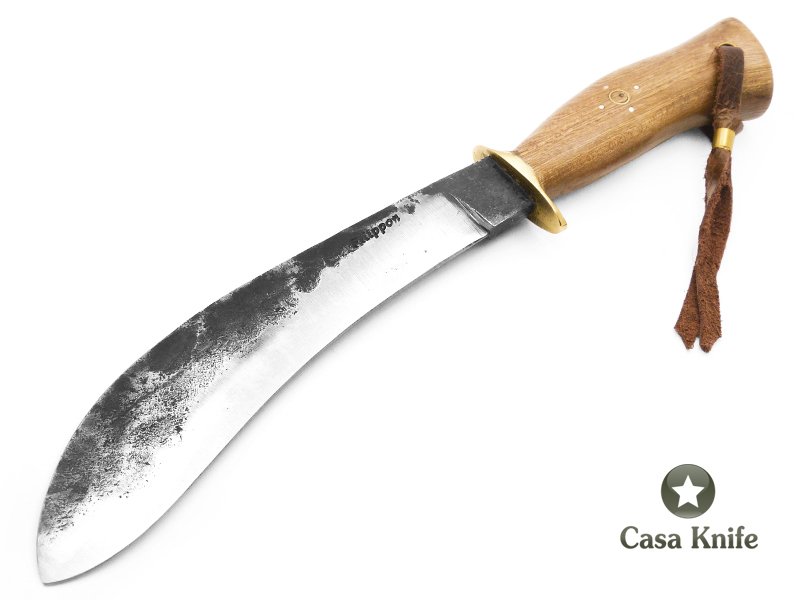 Adelar Filippon em faca kukri para colecionador em aço carbono com empunhadura em madeira Louro Gaucho 35 cm
