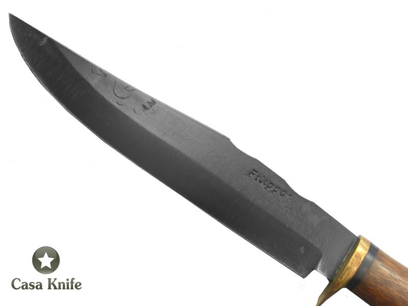 Adelar Filippon faca para colecionador forjada em aço C 75 Fosfatizado, empunhadura em Louro com detalhes em Chifre de Búfalo, 29 cm