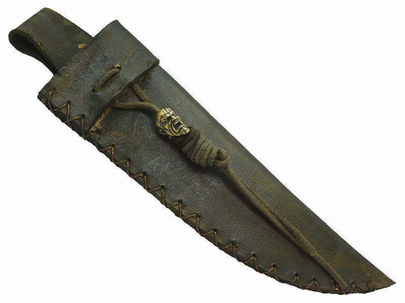 Adelar Filippon faca bowie para colecionador forjada em aço damasco. Empunhadura em chifre de cervo, 32 cm