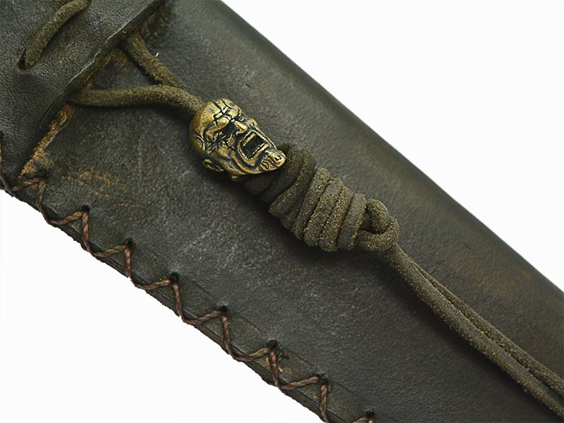 Adelar Filippon faca bowie para colecionador forjada em aço damasco. Empunhadura em chifre de cervo, 32 cm