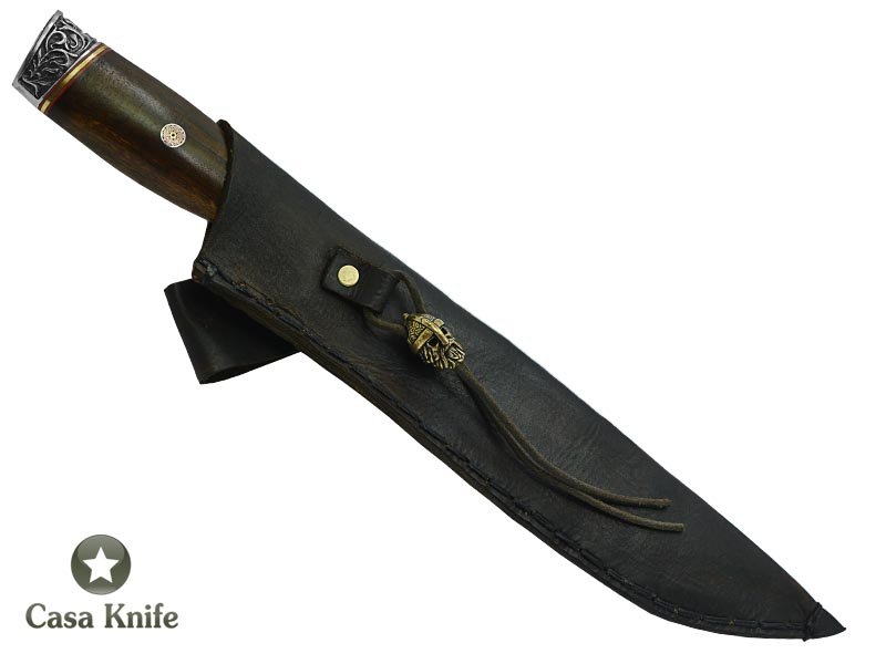 Adelar Filippon faca bowie para colecionador forjada em aço damasco. Empunhadura em madeira de Louro Freijó , 35 cm.