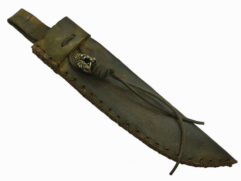 Adelar Filippon faca bowie para colecionador forjada em aço damasco. Empunhadura em osso de boi, 35 cm
