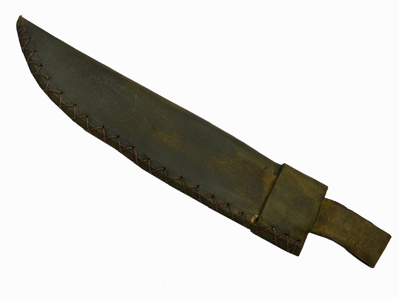 Adelar Filippon faca bowie para colecionador forjada em aço damasco. Empunhadura em osso de boi, 35 cm