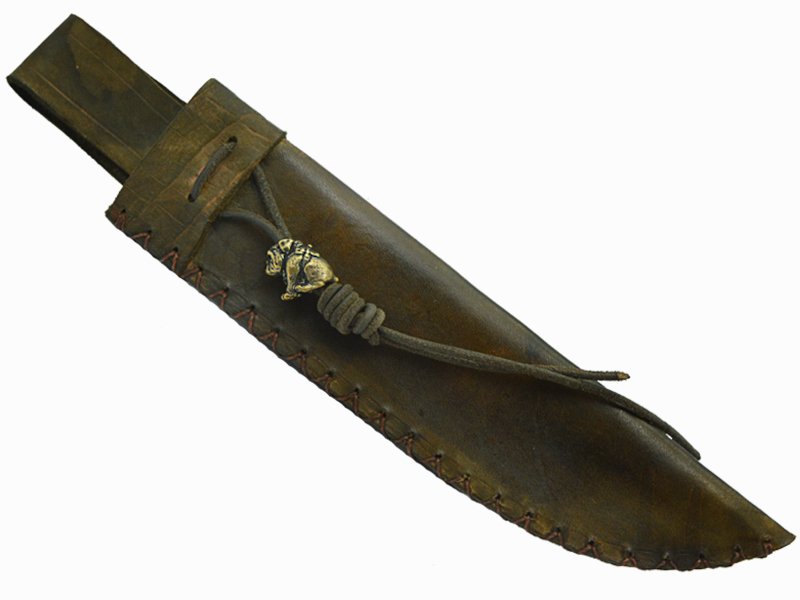Adelar Filippon faca bowie para colecionador forjada em aço damasco. Empunhadura em osso de boi estabilizado, 38 cm