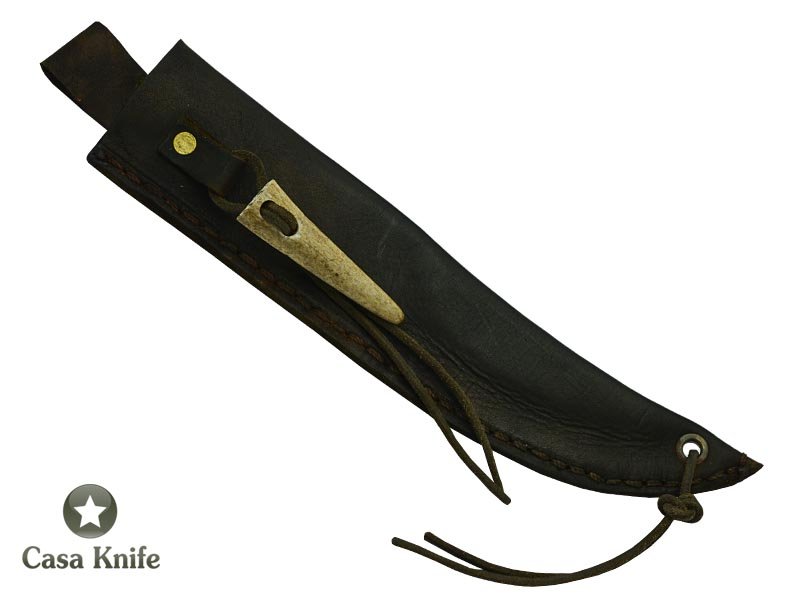Adelar Filippon faca Bowie para colecionador forjada em Aço Damasco. Empunhadura em Rádica de Roseira Estabilizada, 36 cm.