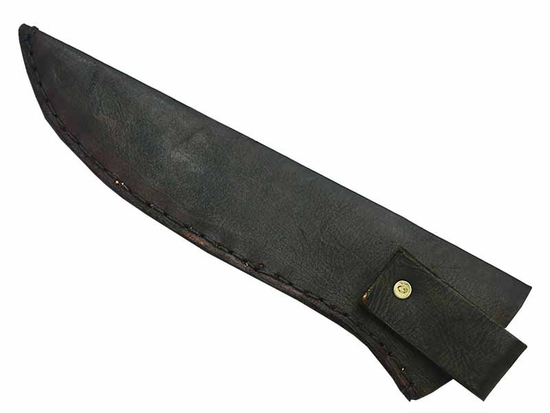 Adelar Filippon faca Bowie para colecionador forjada em Aço Damasco. Empunhadura em Spalted de plátano estabilizado, 35 cm