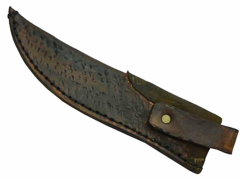 Adelar Filippon faca Bowie para colecionador forjada em Aço Damasco. Empunhadura em Spalted de plátano estabilizado, 34 cm