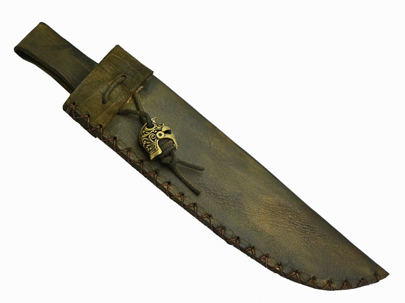 Adelar Filippon faca Bowie para colecionador forjada em Aço Damasco. Empunhadura em Spalted de plátano estabilizado, 35 cm