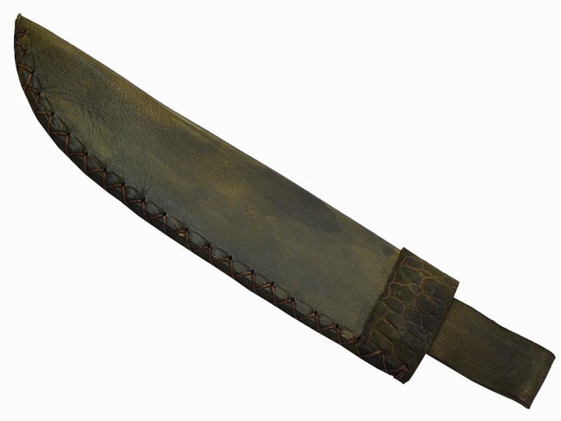 Adelar Filippon faca Bowie para colecionador forjada em Aço Damasco. Empunhadura em Spalted de plátano estabilizado, 35 cm