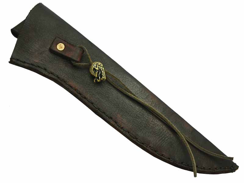 Adelar Filippon faca Bowie para colecionador forjada em Aço Damasco. Empunhadura em Spalted de plátano estabilizado, 36 cm