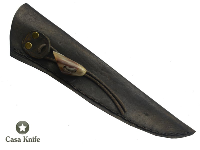 Adelar Filippon faca Bowie para colecionador forjado em aço Mola . Empunhadura em Spalted Platano estabilizado, 32 cm