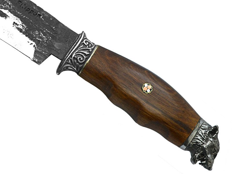 Adelar Filippon faca brüt Forge para churrasco, forjada em aço 1075. Empunhadura em nogueira, 36 cm