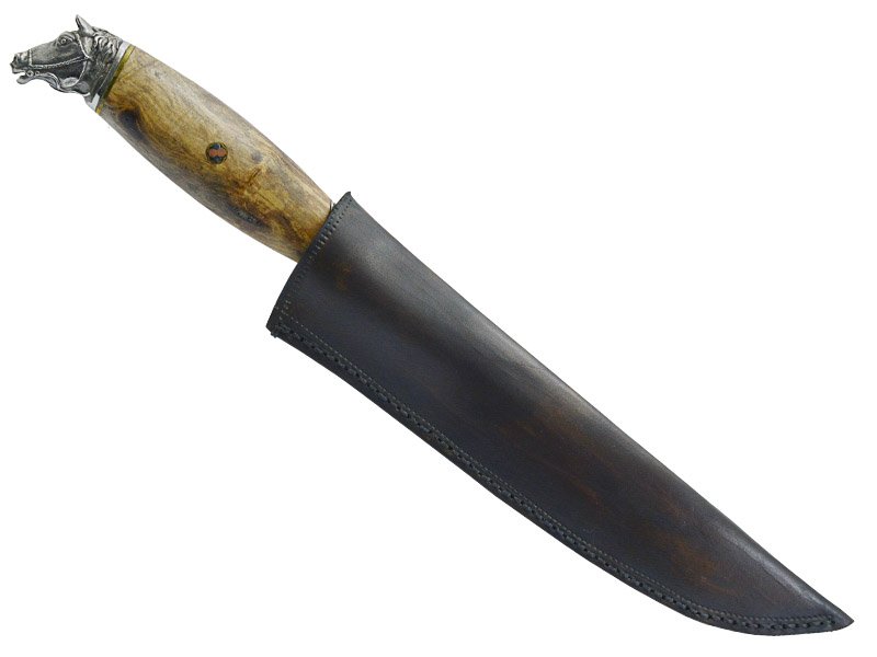 Adelar Filippon faca brüt forge para churrasco, forjada em aço 1075. Empunhadura em Nogueira Européia estabilizada, 38 cm