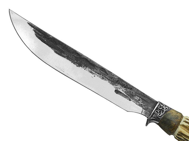 Adelar Filippon faca brüt Forge para churrasco, forjada em aço 5160. Empunhadura em chifre de cervo, 35cm