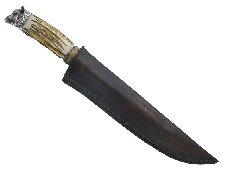 Adelar Filippon faca brüt Forge para churrasco, forjada em aço 5160. Empunhadura em chifre de cervo, 35cm
