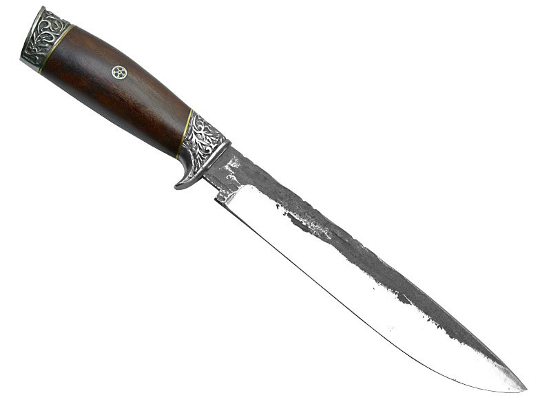 Adelar Filippon faca brüt Forge para churrasco, forjada em aço inox. Empunhadura em Sucupira, 34 cm