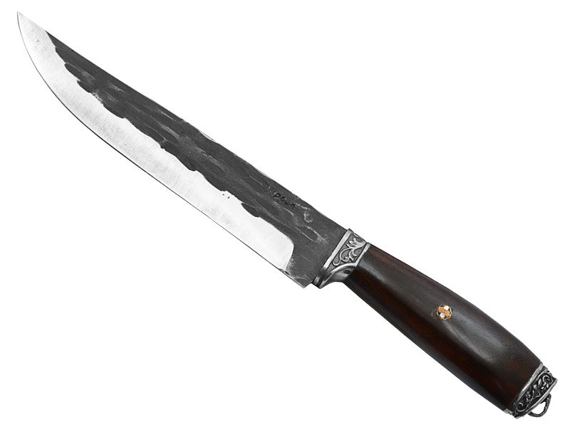 Adelar Filippon faca brüt Forge para churrasco, forjada em aço inox. Empunhadura em Sucupira, 33 cm