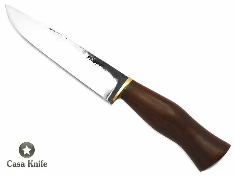 Adelar Filippon faca Brute Forge para colecionador em aço C75 com empunhadura em madeira de roxinho do Pará 28 cm