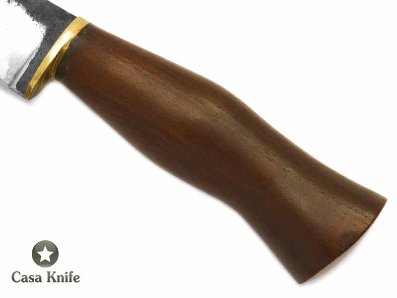Adelar Filippon faca Brute Forge para colecionador em aço C75 com empunhadura em madeira de roxinho do Pará 28 cm