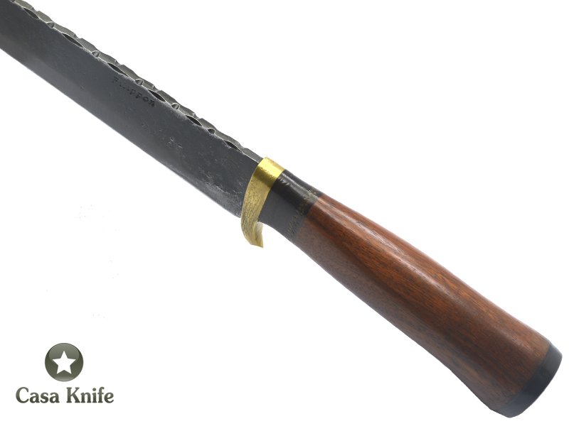 Adelar Filippon faca campeira para colecionador forjada em aço 5160 com empunhadura em angico com guajuvira, 42 cm