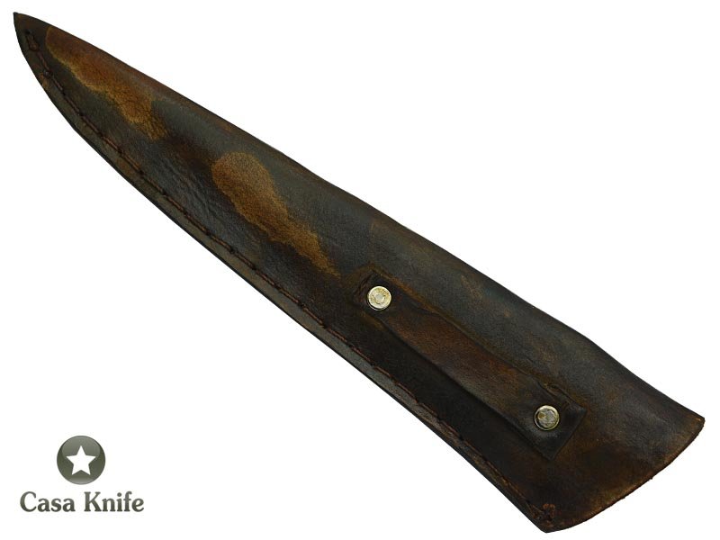 Adelar Filippon faca Cheff Brüt Forge integral para colecionador em aço de Mola de Trem, Empunhadura em Chifre de Búfalo e chifre de cervo , 37 cm