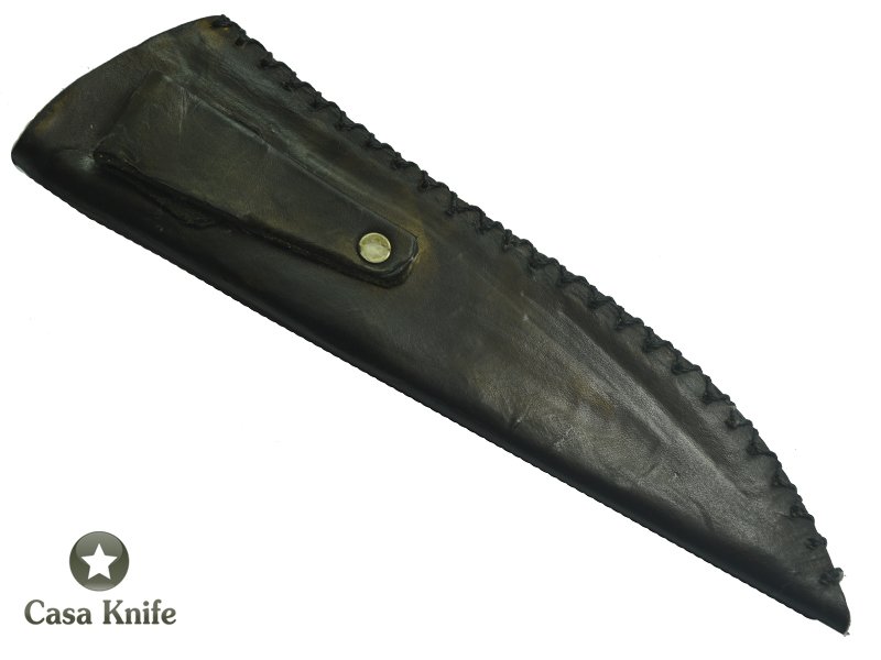 Adelar Filippon Faca Cheff para colecionador forjado em aço damasco, empunhadura em Spalted Platano estabilizado, 32 cm