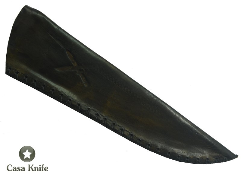 Adelar Filippon Faca Cheff para colecionador forjado em aço damasco, empunhadura em Spalted Platano estabilizado, 32 cm