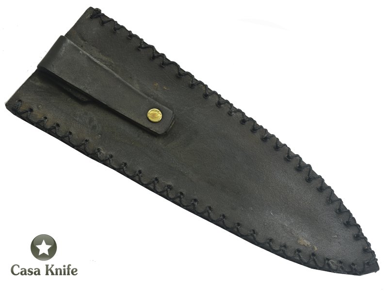 Adelar Filippon Faca Cheff para colecionador forjado em aço damasco, empunhadura em Spalted Platano estabilizado, 32 cm