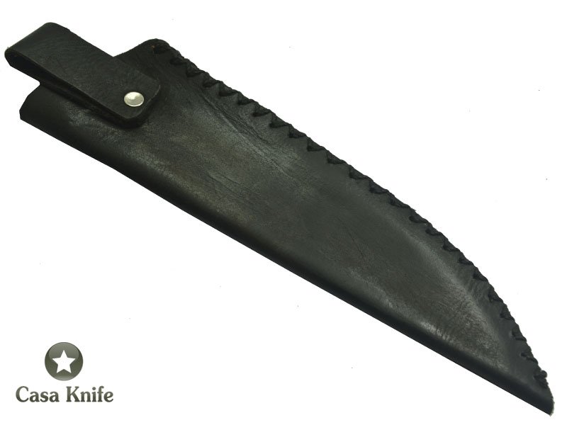 Adelar Filippon Faca Cheff para colecionador forjado em aço damasco integral, com empunhadura em Spalted Platano estabilizado, 32cm