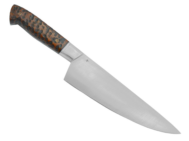 Adelar Filippon faca cheff para colecionador forjado em aço inox. Empunhadura em jatobá escalavrado, 31 cm