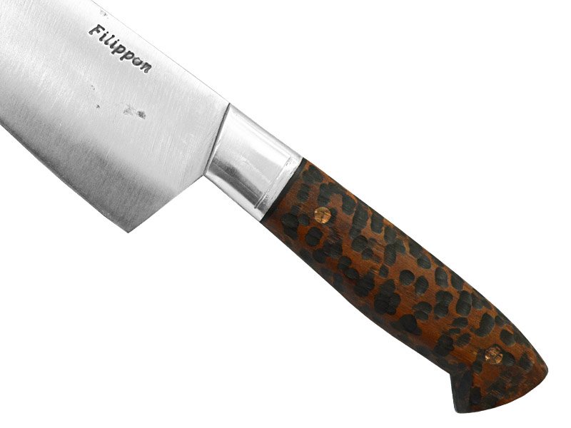 Adelar Filippon faca cheff para colecionador forjado em aço inox. Empunhadura em jatobá escalavrado, 31 cm