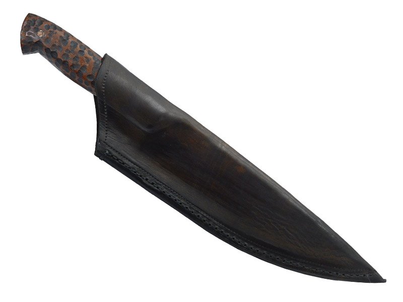 Adelar Filippon faca cheff para colecionador forjado em aço inox. Empunhadura em jatobá escalavrado, 31 cm