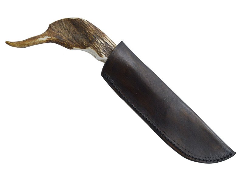 Adelar Filippon faca de caça forjada em aço 1070. Empunhadura em chifre de cervo, 32 cm