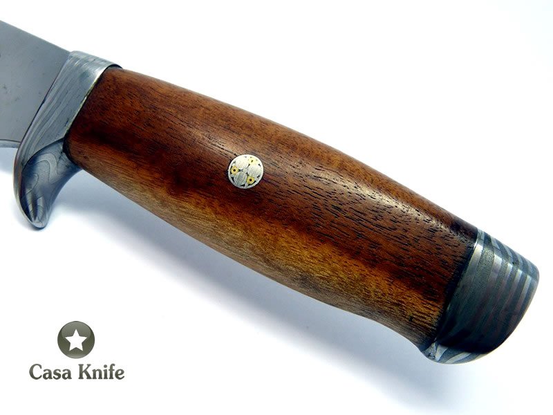Adelar Filippon Faca Bowie para colecionador em aço inoxidável com empunhadura em Imbuia 32 cm