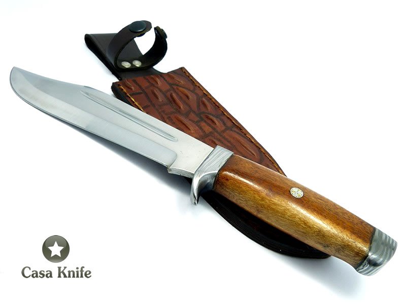 Adelar Filippon Faca Bowie para colecionador em aço inoxidável com empunhadura em Imbuia 32 cm