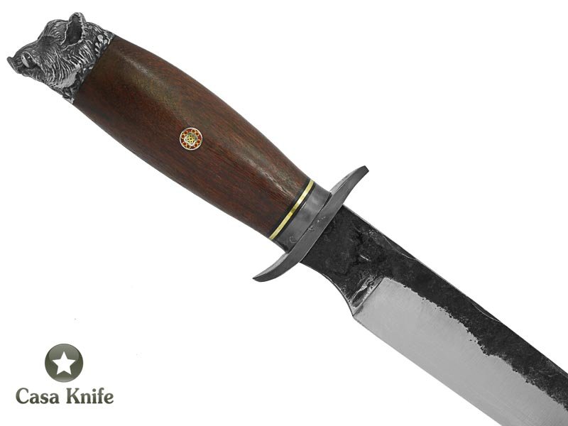Adelar Filippon faca javalizeira brüt forge para colecionador, forjada em aço 5160. Empunhadura em madeira de Angico, 37 cm