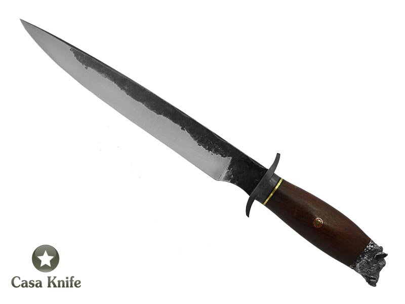 Adelar Filippon faca javalizeira brüt forge para colecionador, forjada em aço 5160. Empunhadura em madeira de Angico, 37 cm