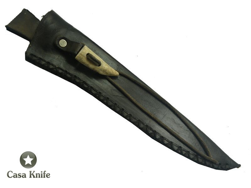 Adelar Filippon Faca Javalizeira para colecionador forjado em aço Damasco 15N20 - 1095 - 58 HCR - 288 camadas. Empunhadura em Spalted Platano, 35 cm