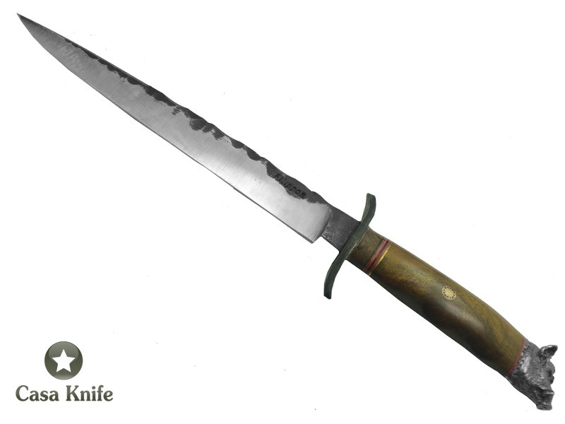 Adelar filippon Faca javalizeira para colecionador forjado em aço 5160. Empunhadura em Ibuia, 39cm