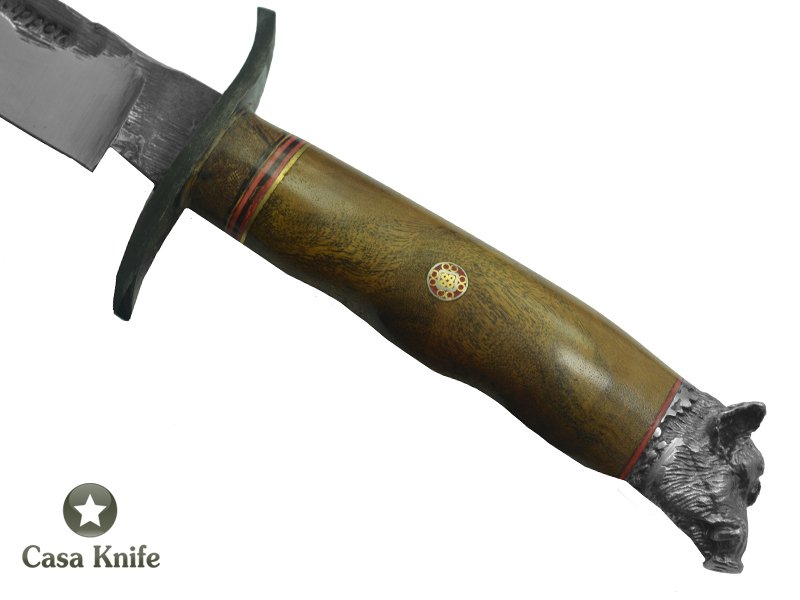 Adelar filippon Faca javalizeira para colecionador forjado em aço 5160. Empunhadura em Ibuia, 39cm