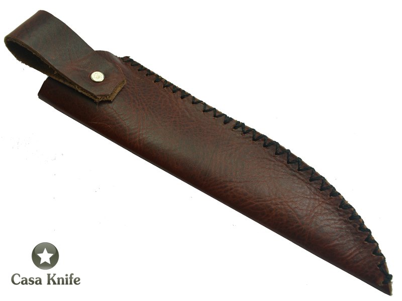 Adelar Filippon Faca para churrasco para colecionador forjada em aço damasco, empunhadura em Spalted Platano, 31 cm