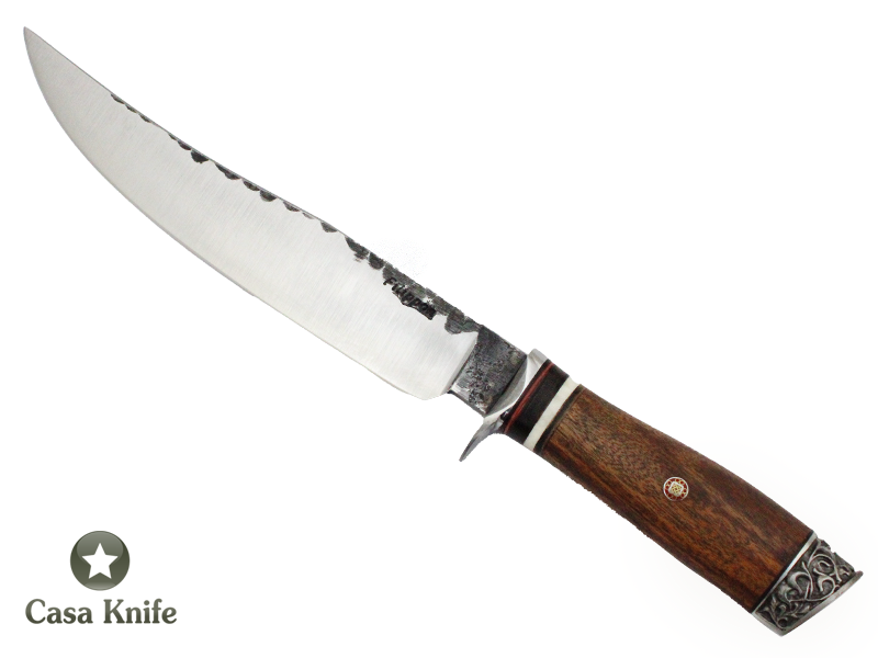 Adelar Filippon faca para churrasco para colecionador forjada em aço Trilho de Trem, Empunhadura em Maracatiara 36 cm