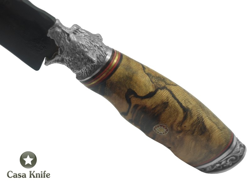 Adelar Filippon Faca para churrasco para colecionador forjado em aço C 75. Empunhadura em Radica Jabuticaba estabilizada, 31 cm