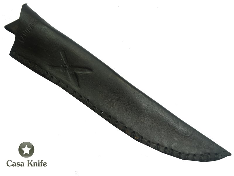 Adelar Filippon Faca para churrasco para colecionador forjado em aço C 75. Empunhadura em Radica Jabuticaba estabilizada, 31 cm